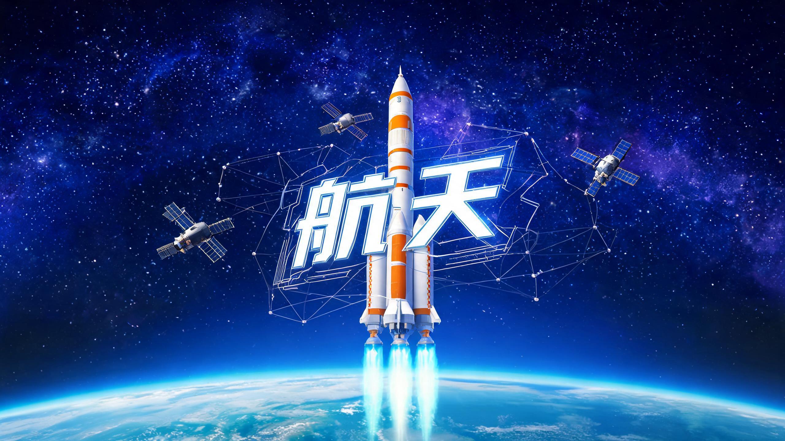 地球轨道上的卫星计算与星地连接概念示意图