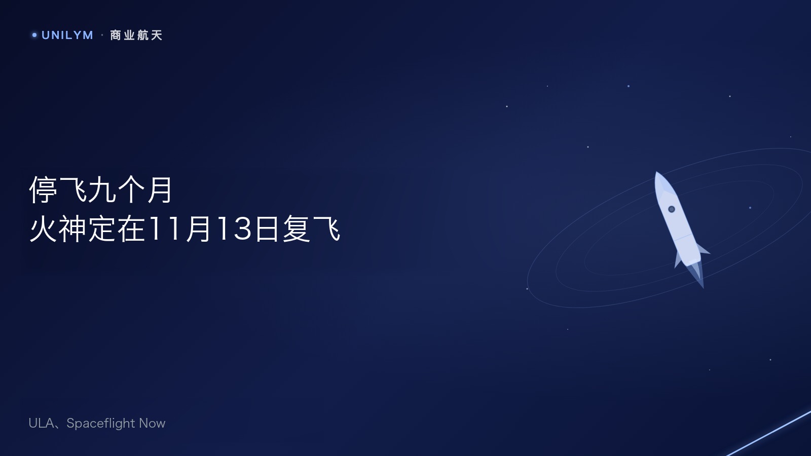 星封面商业航天模板,标题为停飞九个月火神定在11月13日复飞